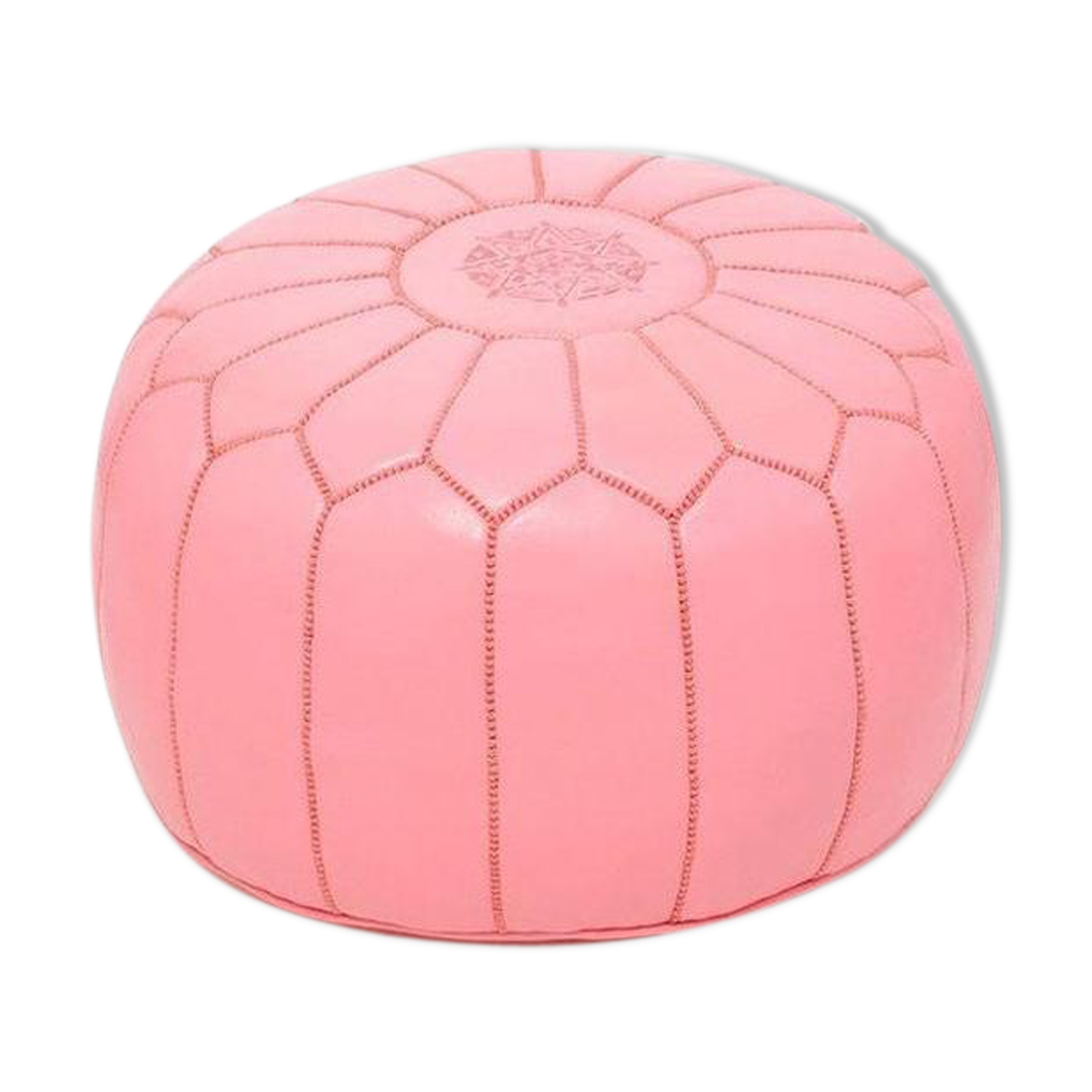 Pink leather pouf