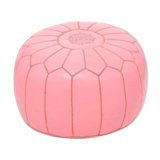 Pink leather pouf