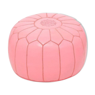 Pink leather pouf