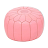 Pink leather pouf