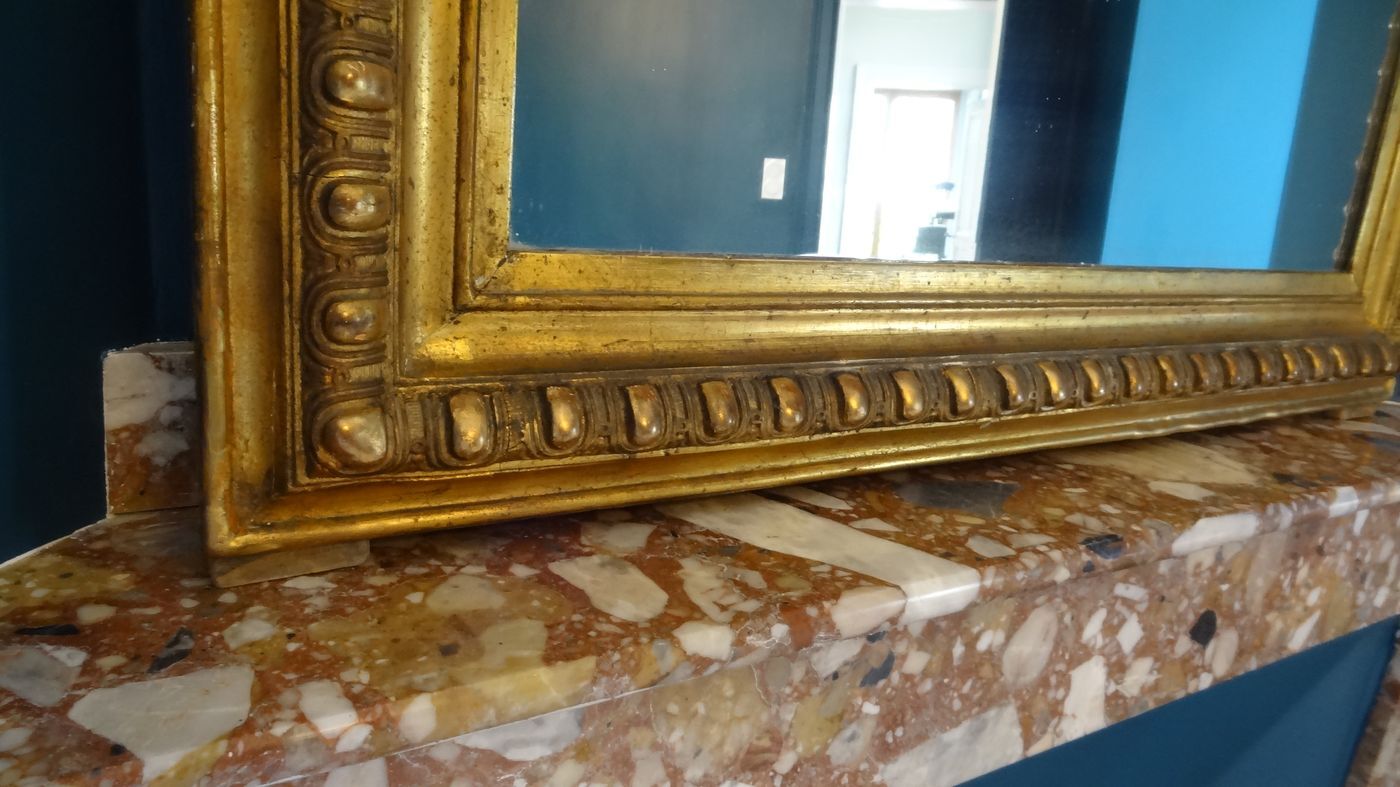 19th 10th gilded stuccoed wood mirror 90 x 180 cm