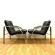 Vintage Leather and Metal Armchairs, 1990s, Set of 2