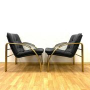 Vintage Leather and Metal Armchairs, 1990s, Set of 2