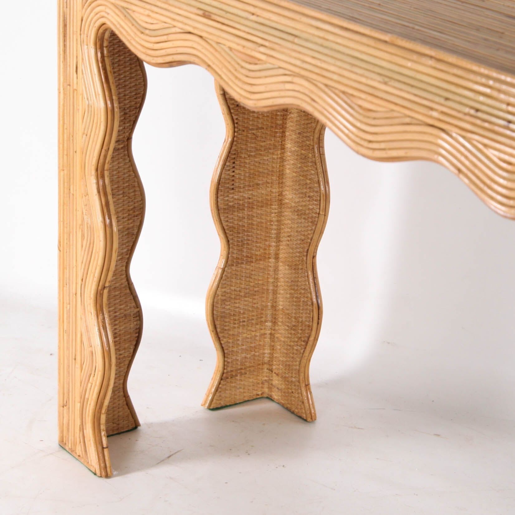 Console « vagues » en rotin