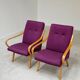 Pair of 6953 purple armchairs by Jaroslav Smidek for TON (Thonet)