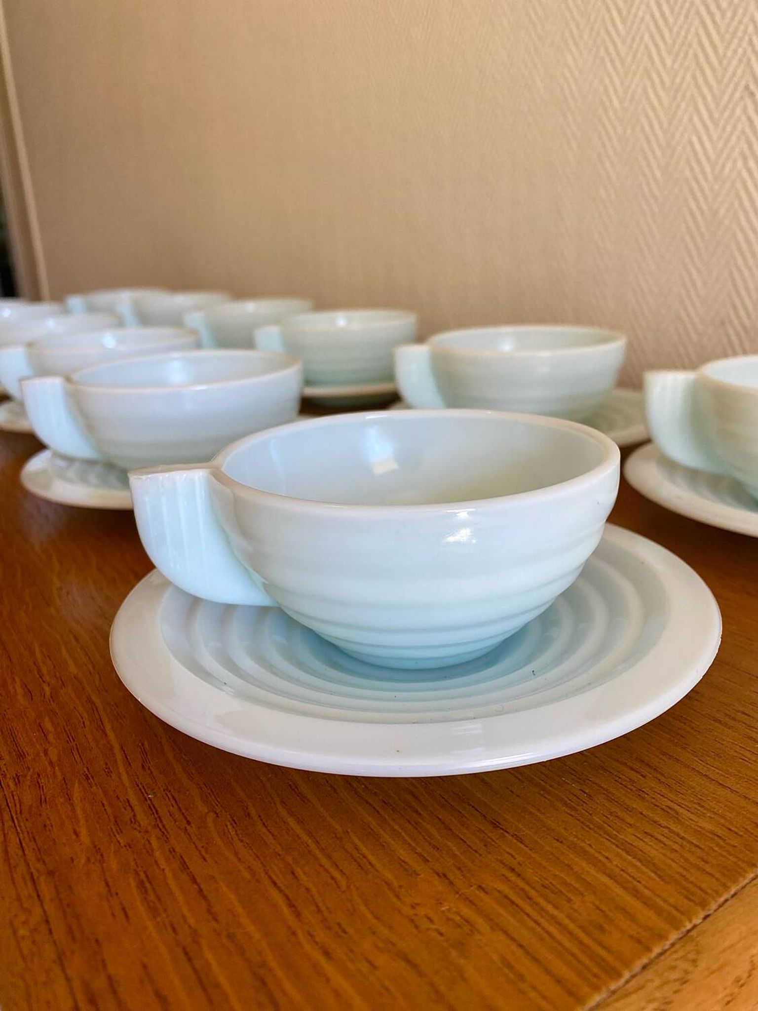 Art Deco coffee service in blue opaline