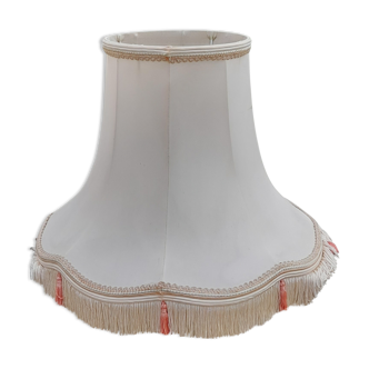 Lampshade pagoda ecru fabric lined, old pink stripe