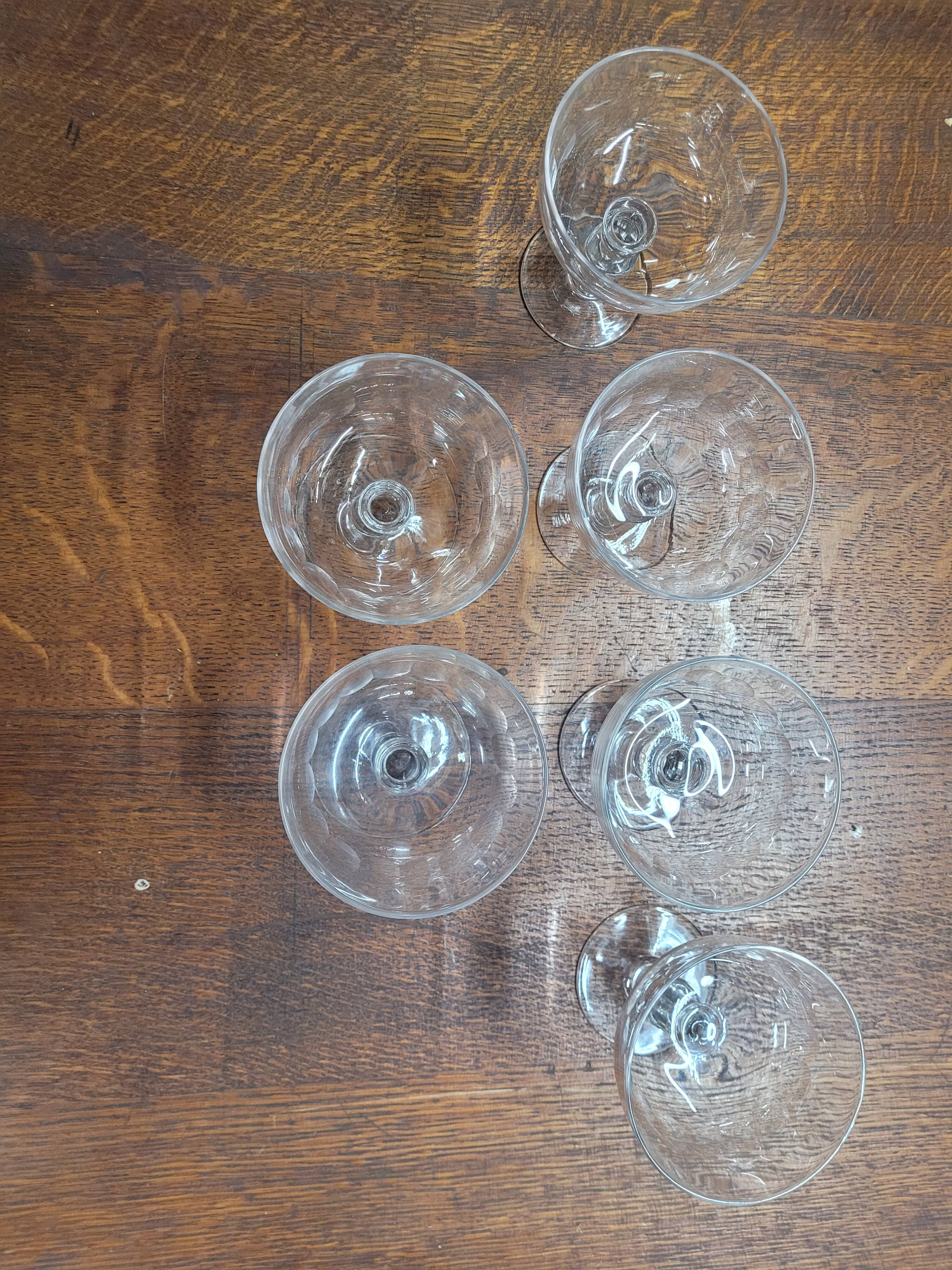 6 old champagne glasses