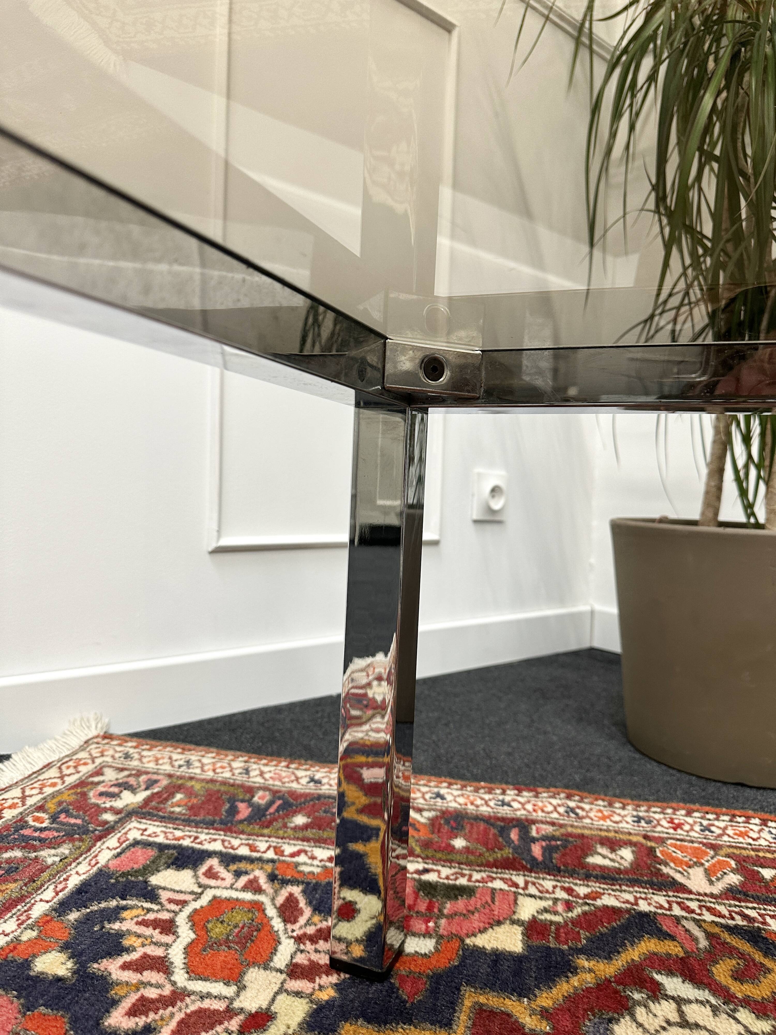 Chrome coffee table and smoked glass
