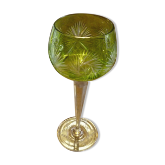 Old crystal glass Saint Louis Roemer cut green Absinthe