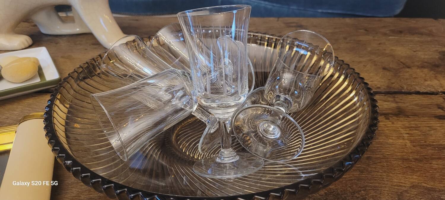 60's chiseled glass stemware
