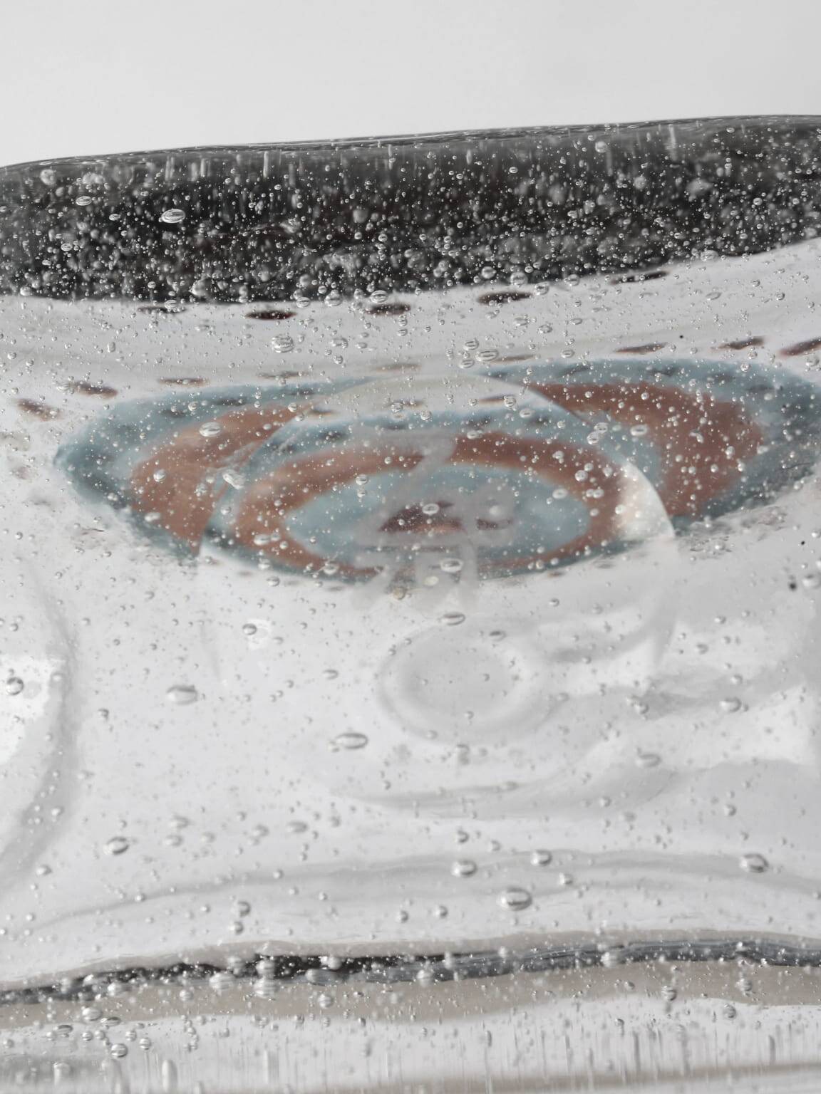 Vintage Bubble Glass Bottle With Abstract Motifs