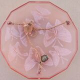 Art Deco ceiling lamp in pink pressed molded glass -