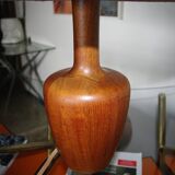 Vintage two-tone teak and linen desk lamp by fog et morup denmark 1960s