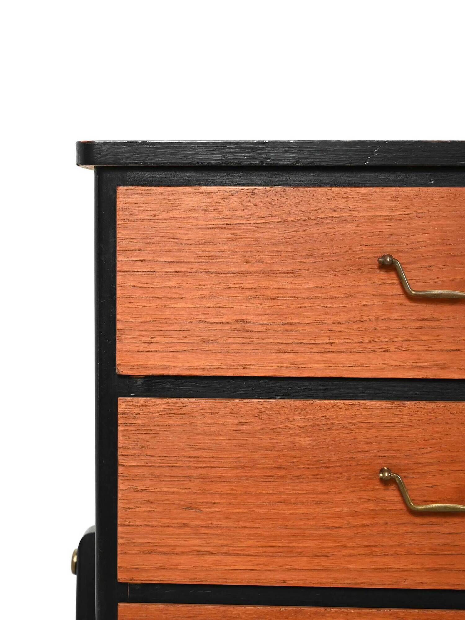 Small Scandinavian black lacquered chest of drawers from the 1950s