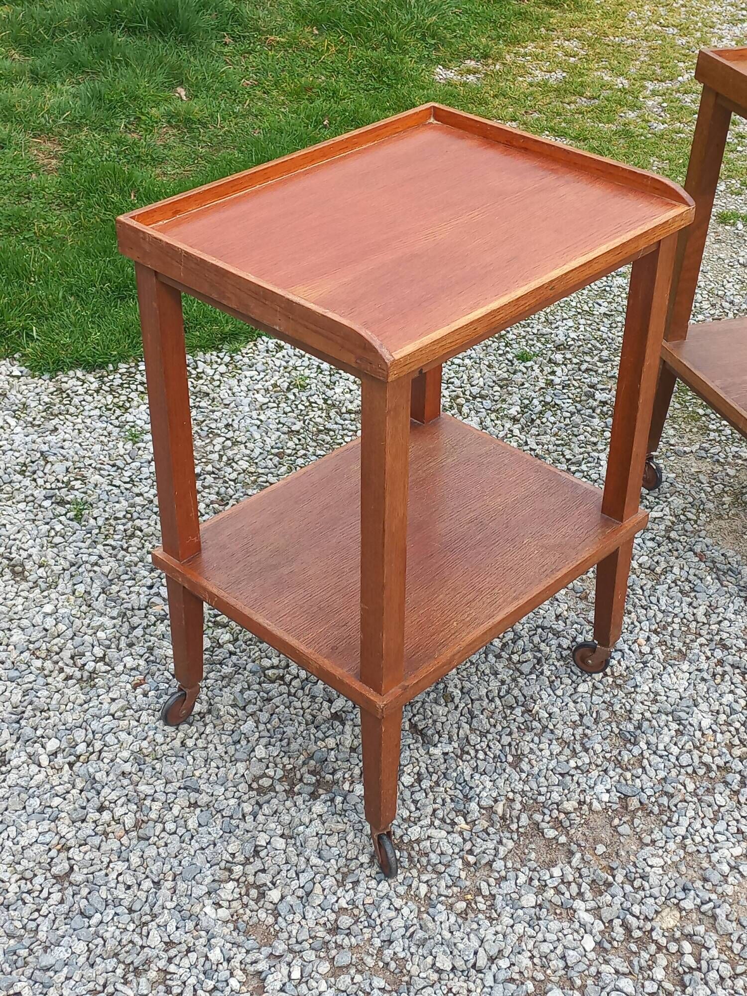 Pair of vintage 50s oak side tables
