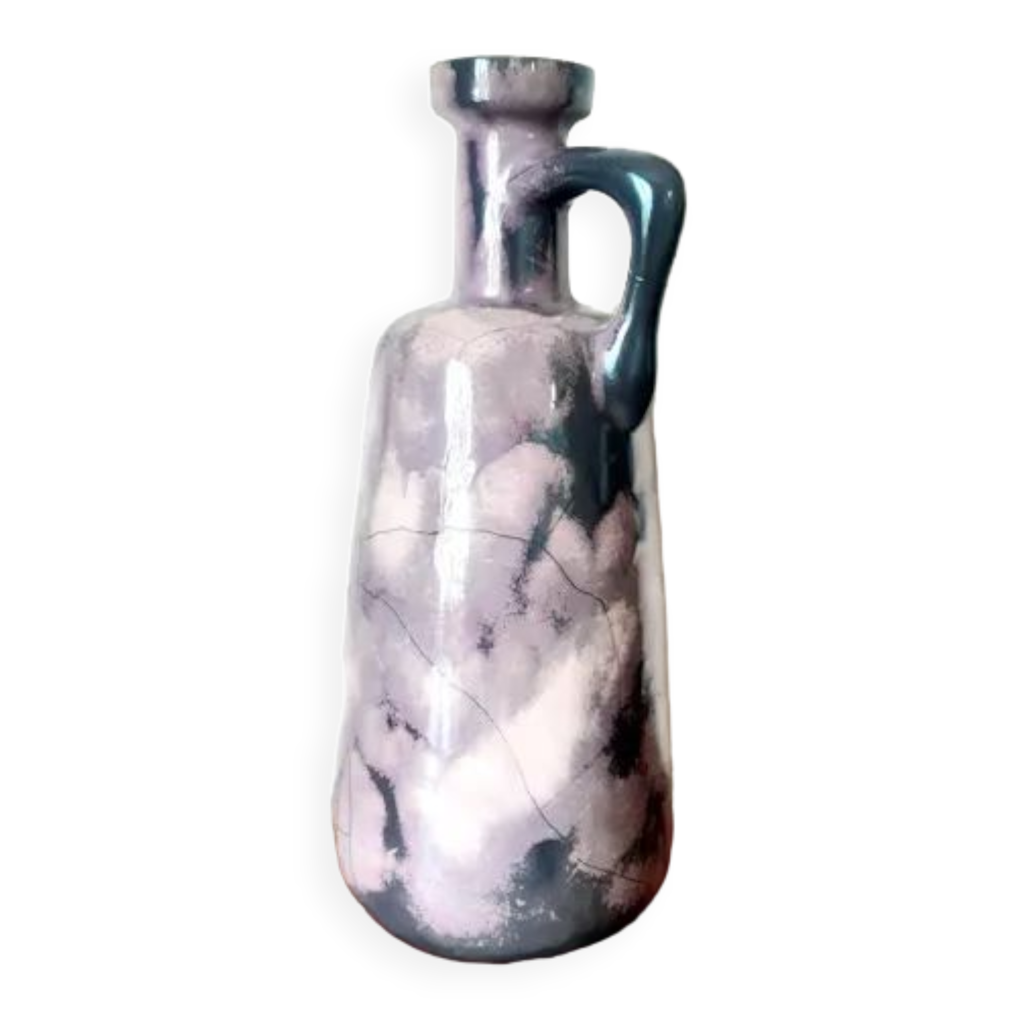 Vintage cracked ceramic bottle vase