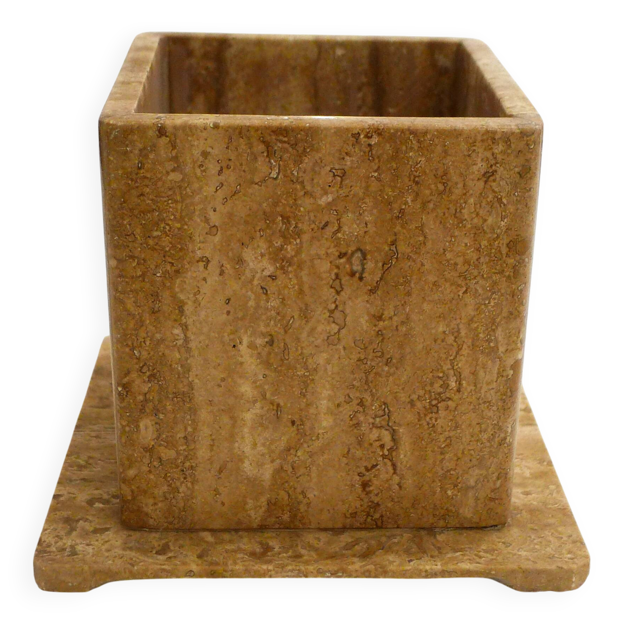 Cache-pot carré en travertin