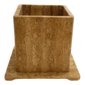 Square cache-pot in travertine