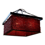 Important Red Glass Bead Chandelier, Murano, Brutalism, c. 1970