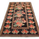 Antique floral karabagh zone tapis de laine brune tissée à la main fine tapis- 136x235cm