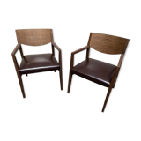 Pair of vintage Scandinavian style armchairs Natuzzi, Italy 1990s