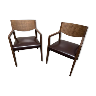 Pair of vintage Scandinavian style armchairs Natuzzi, Italy 1990s