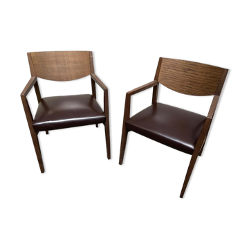 Pair of vintage Scandinavian style armchairs Natuzzi, Italy 1990s