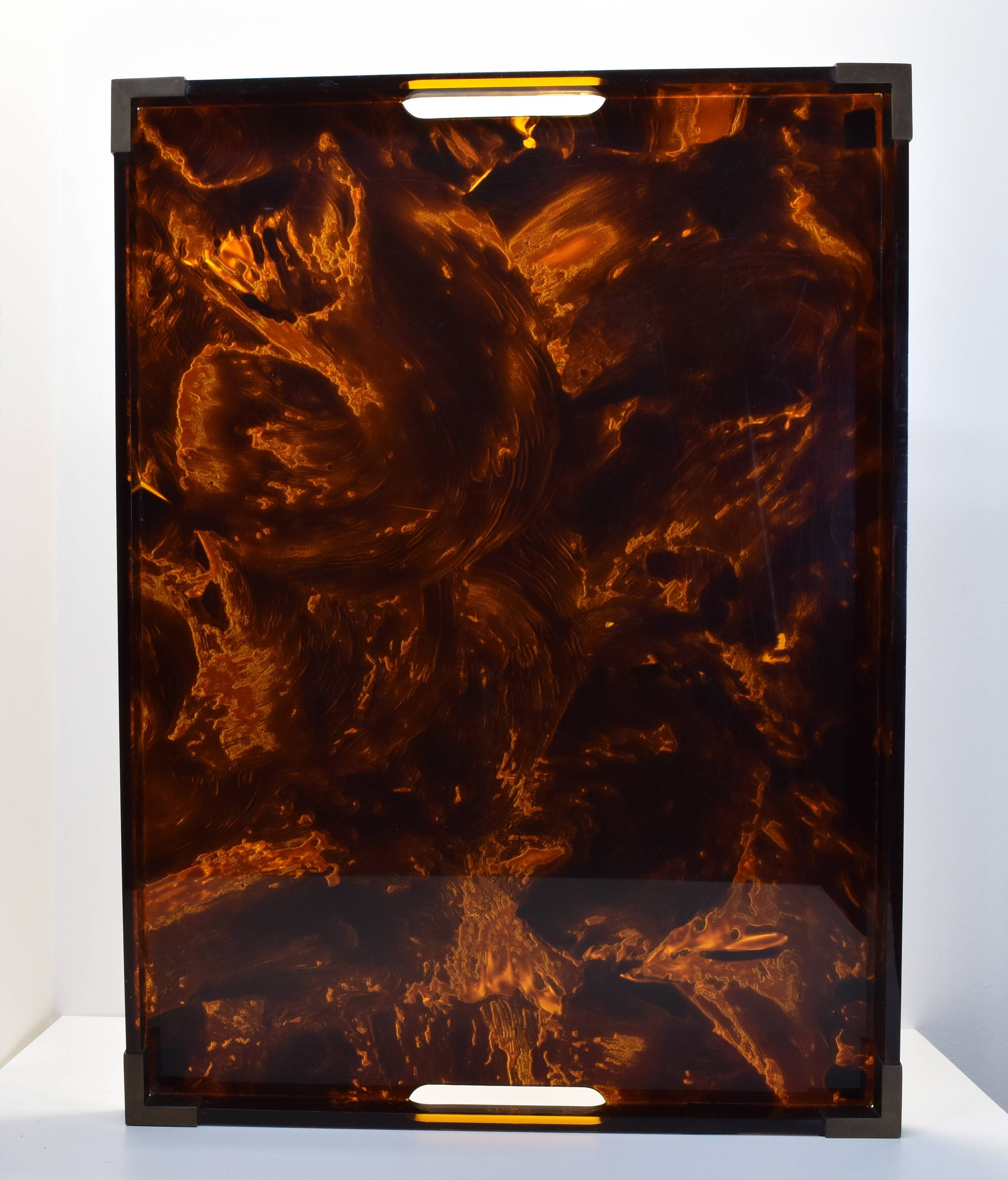 Tray 1970 plexiglass decoration scale and brass