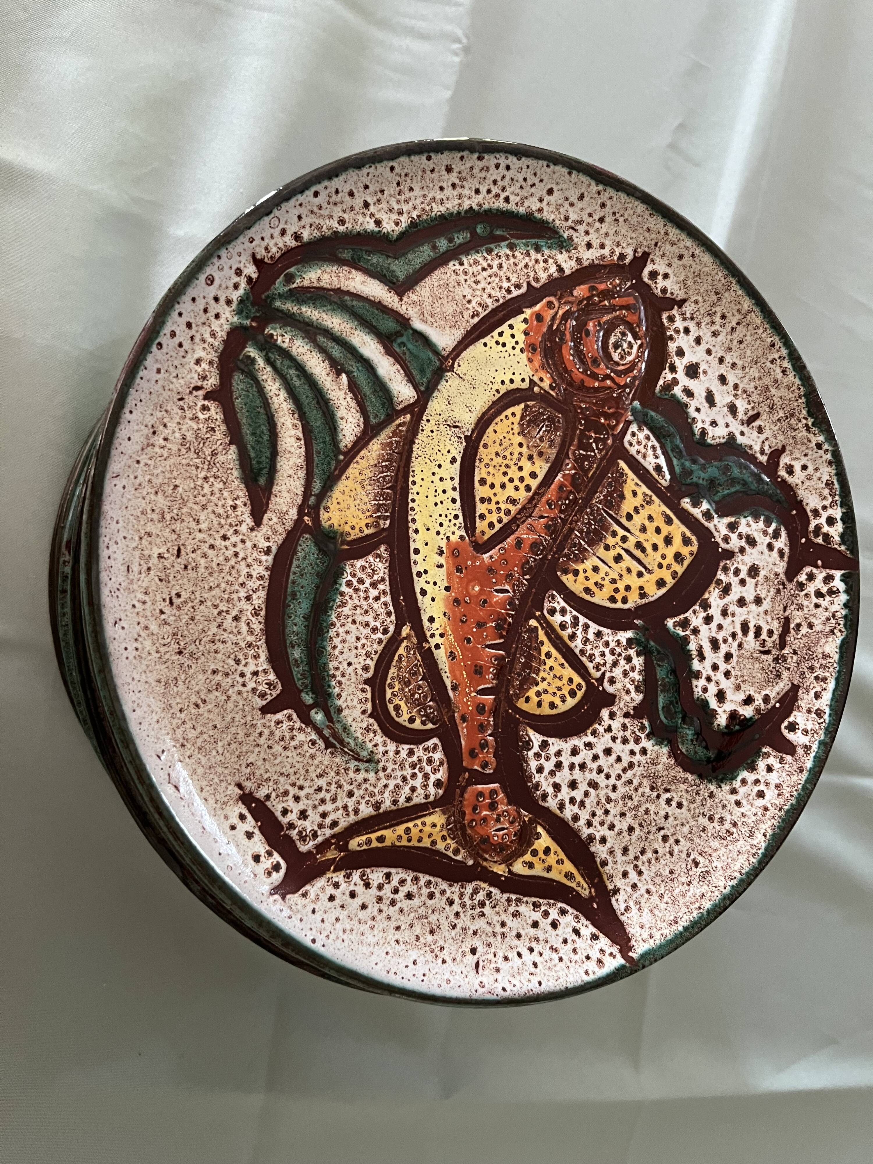 Fish service Vallauris dish + 12 plates