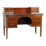 Original English Empire style desk with intarsia inlaid wood, 19th century