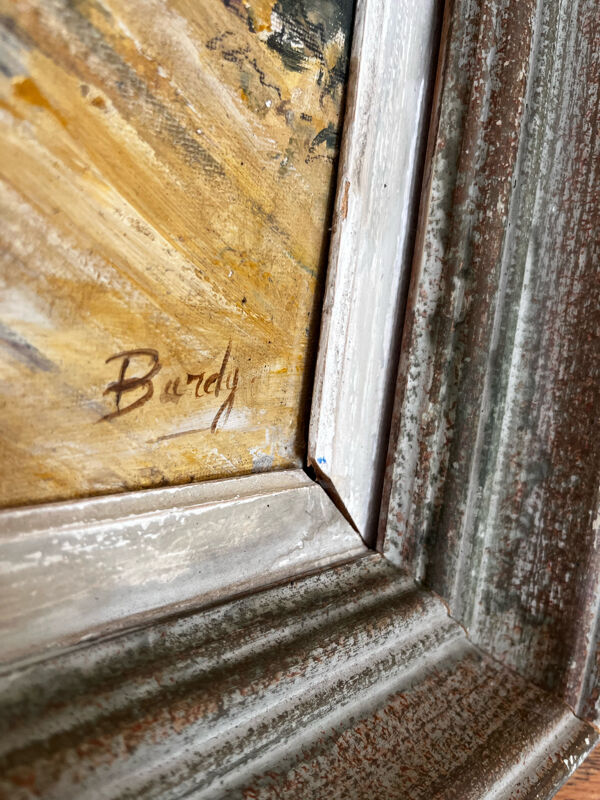 Tableau Grand Prix 1914, course automobile, Paulette Bardy, années 40