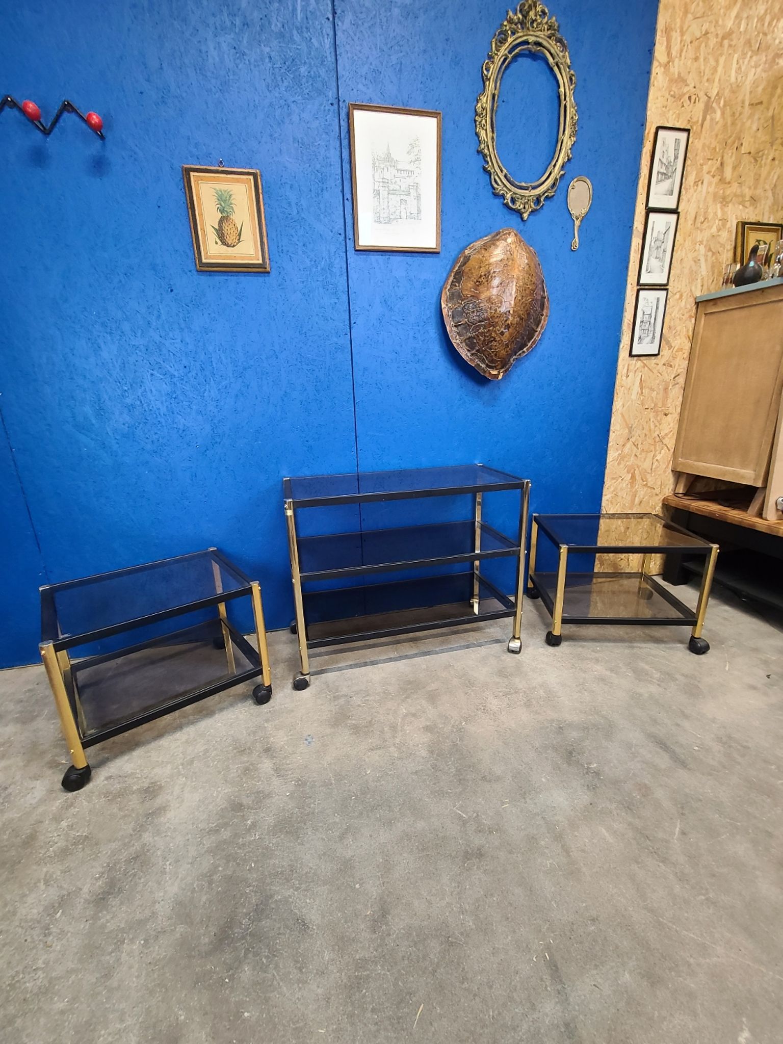 Ensemble console étagère et table basse Erard France vers 1970