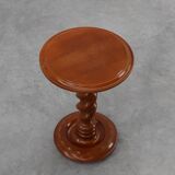Solid oak Art Deco side table or pedestal with twisted base, France 1940s