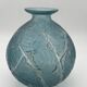 A R.Lalique Milan Blue Patinated Glass Vase
