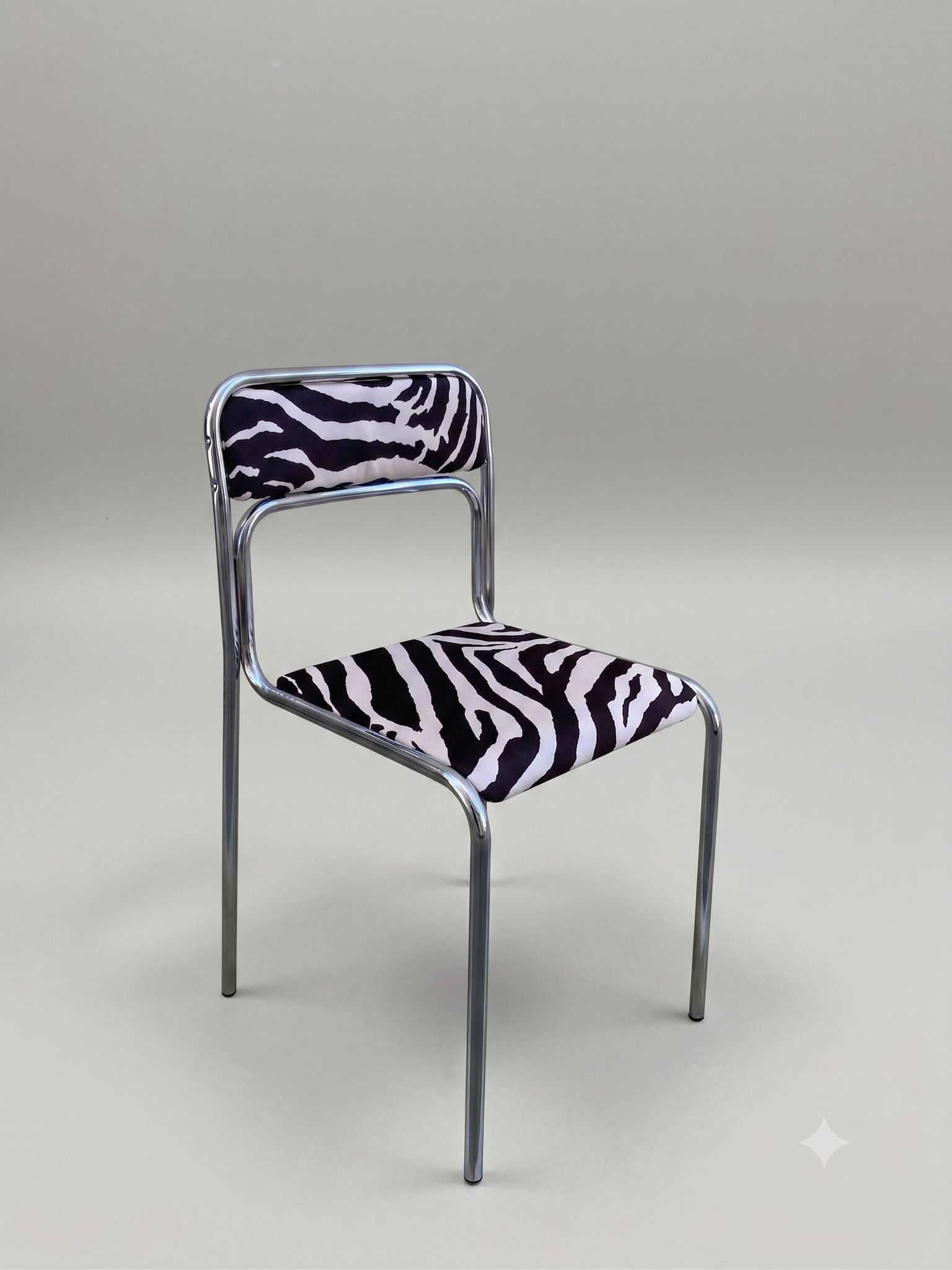 Vintage tubular chair in chrome and zebra fabric, 1970s
