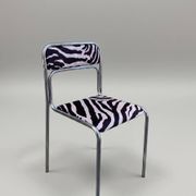Vintage tubular chair in chrome and zebra fabric, 1970s