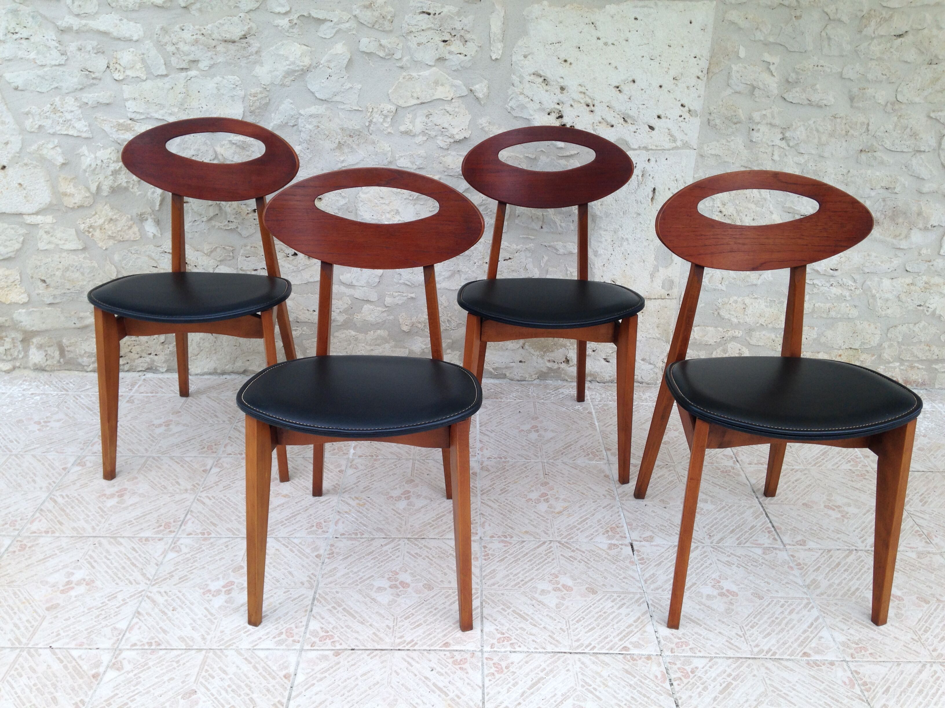Set of 4 vintage chairs by Roger Landault for the Sentou House
