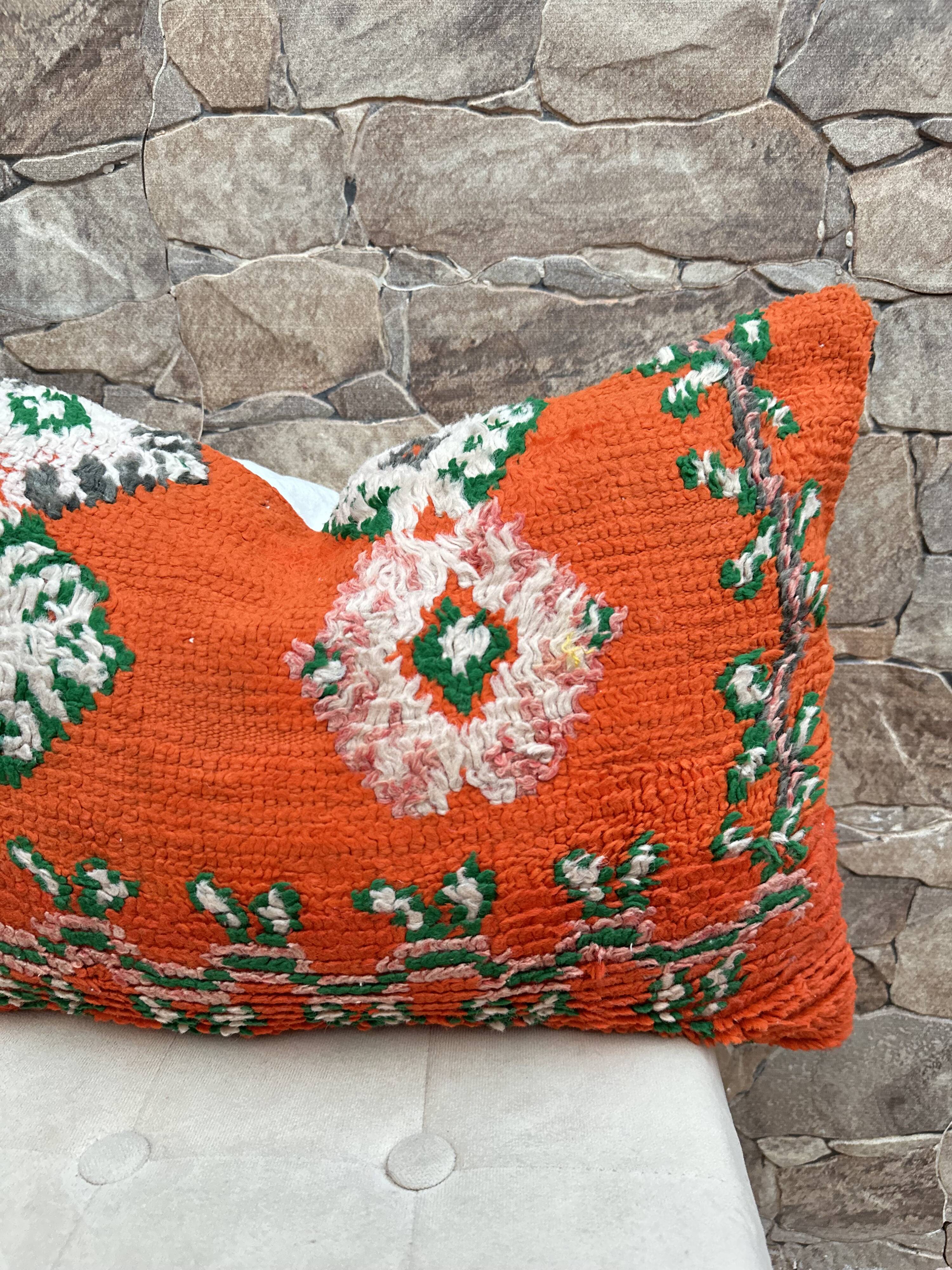 Housse de coussin Kilim berbère vintage : Coussin en laine marocaine