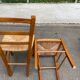 4 chaises de cuisine en bois massif paillées dossier échelle 1980