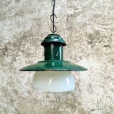 Vintage street lamp green enamel with glass