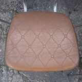 Lot of 8 vintage chairs in brown skai