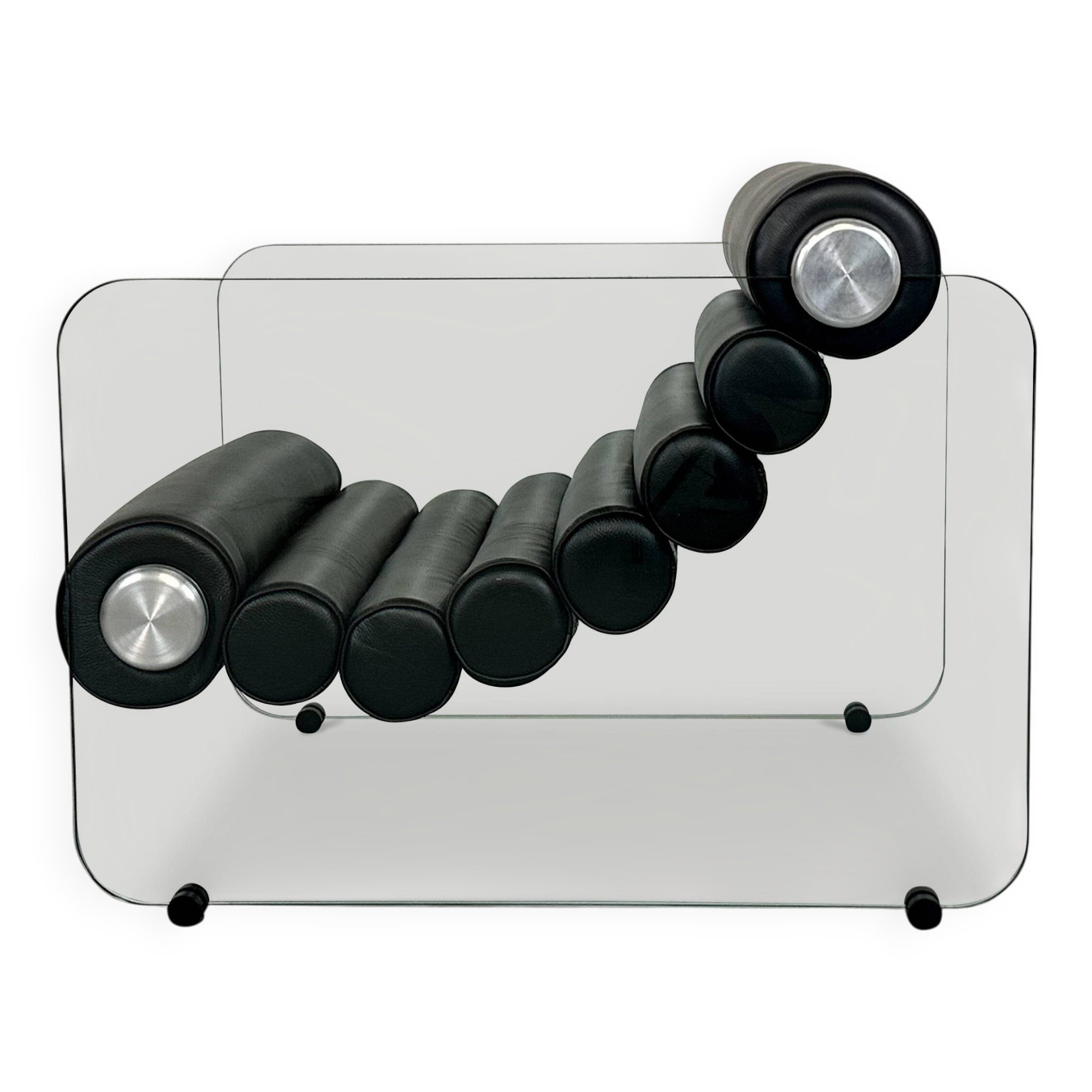 Hyaline leather and glass armchair by Fabio Lenci for Comfortline Italy 196.