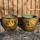 Two Antique Chinese Very Large Terracotta Pot Dragon Planting Plant Egg