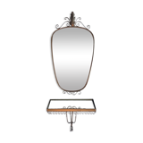 Mirror set and wall lamp in gold metal by deknudt, 1960s