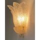 Contemporary Venetian Transparent Graniglia “Leaf” Murano Glass Wall Sconce