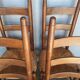4 modernist chairs design wood and straw era 1960/70