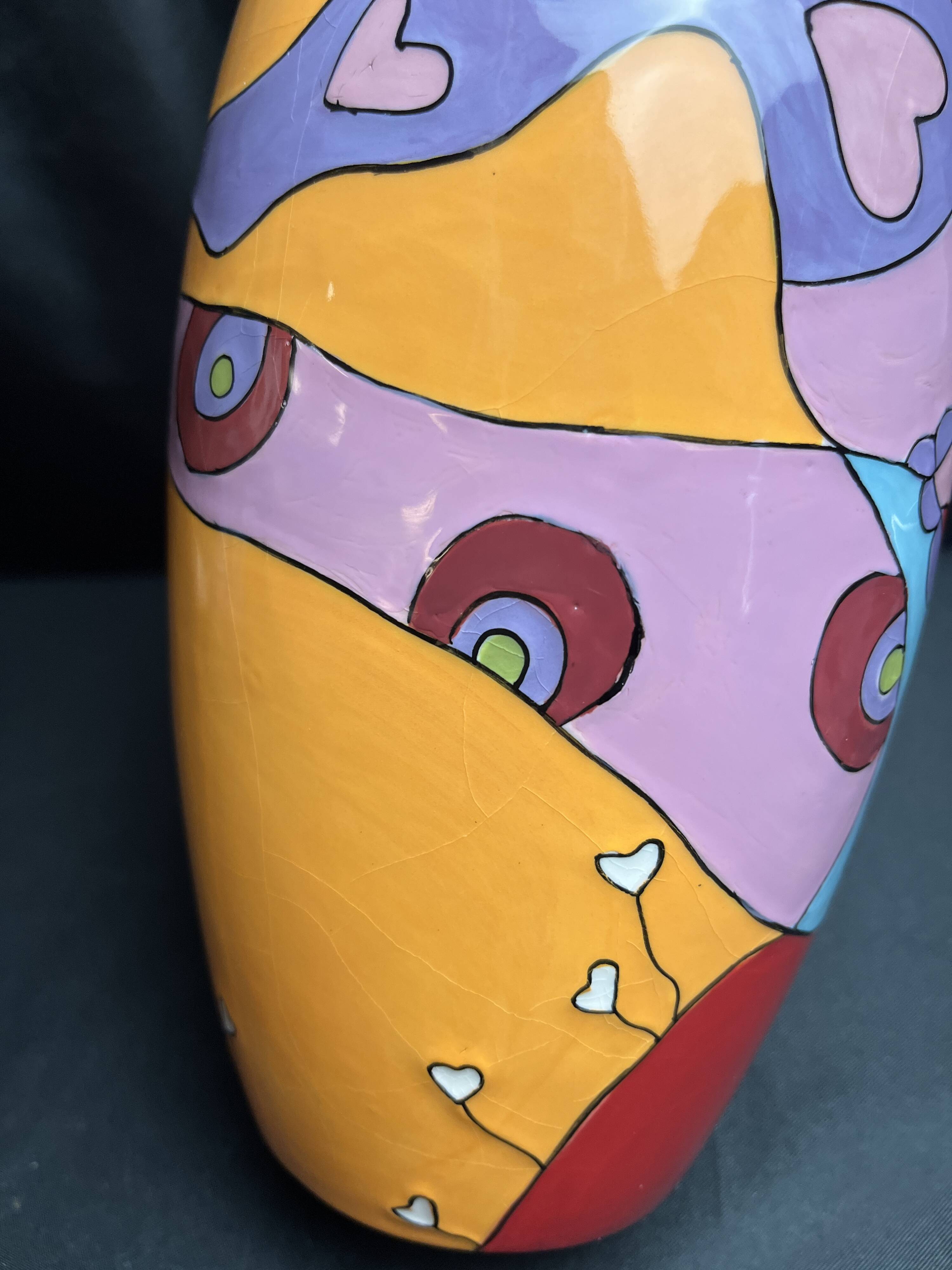 Vintage vase the Lady of Hearts hand-painted 20th century