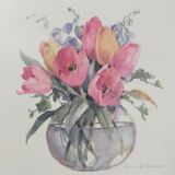 Framed flower lithograph by rosalind oesterle