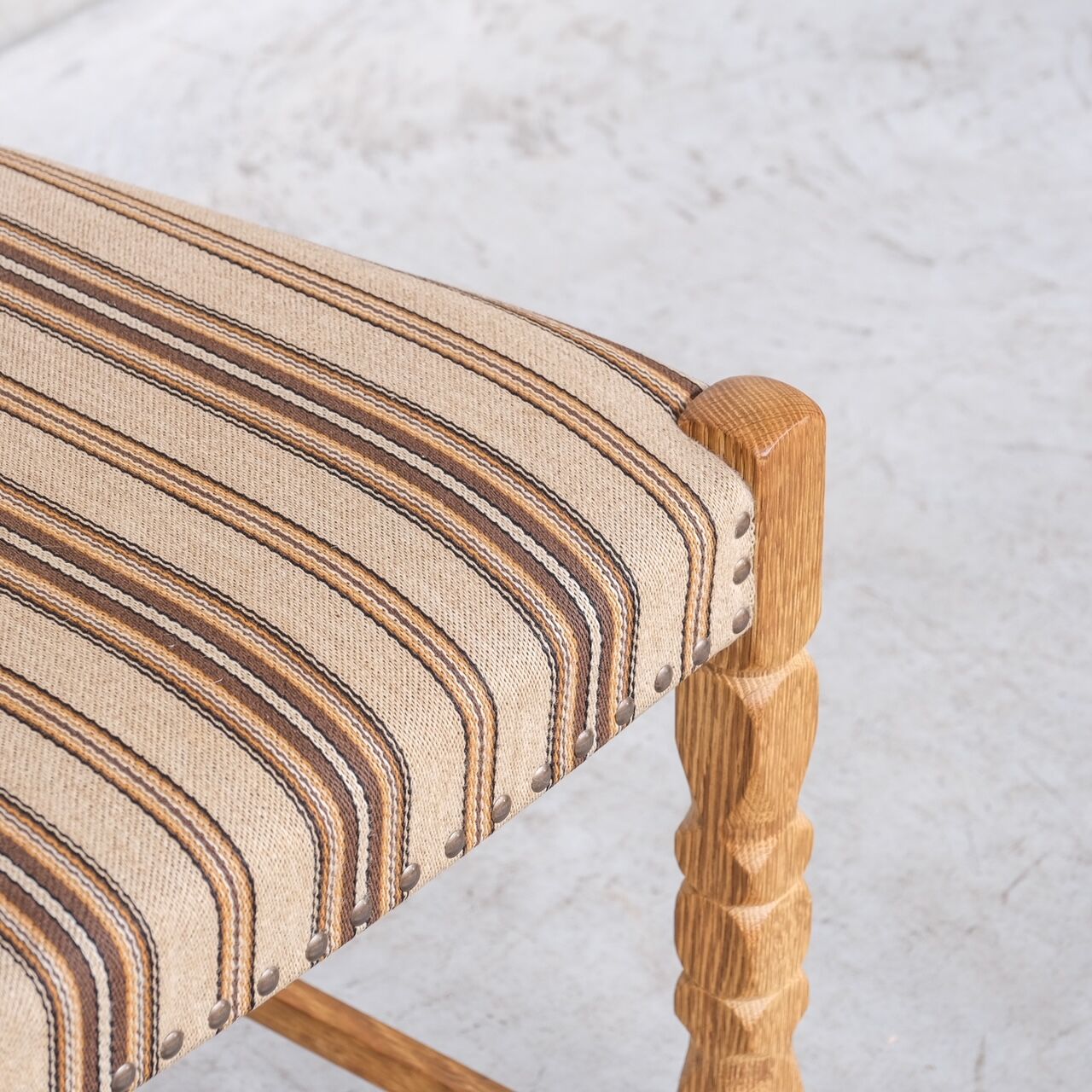 Set of six mid-century oak upholstered danish dining chairs